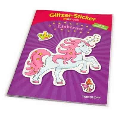 Einhorn Glitzer-Sticker- Malbuch
