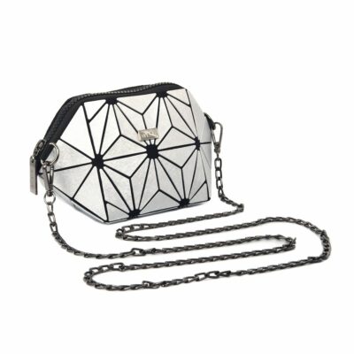 Eckige Abendtasche/Clutch in Schwarz/Silber