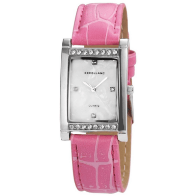 Damenuhr mit Lederimitatarmband in pink